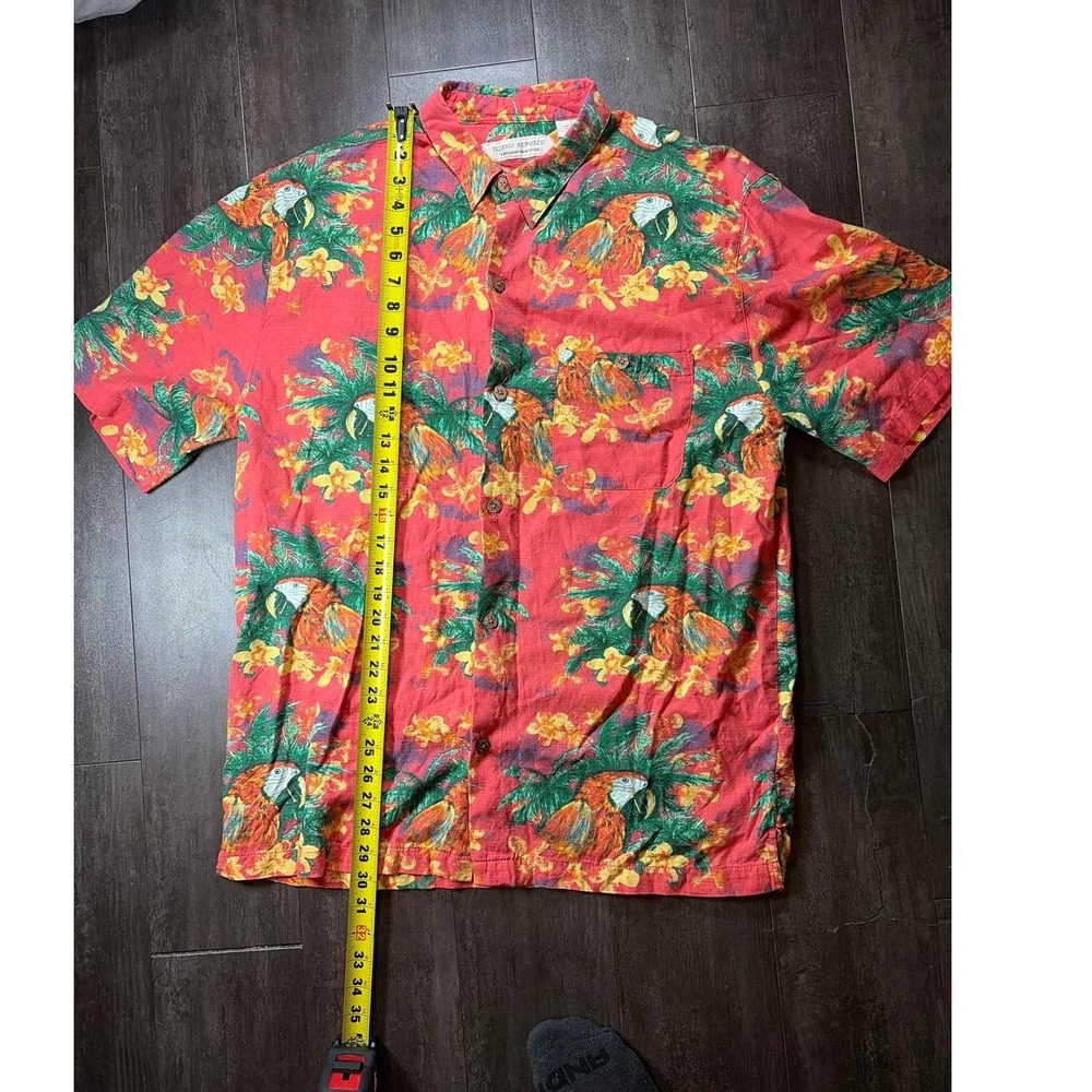 Island Republic Shirt Mens Large Red Parrot Tropical Cotton Rayon Button Down - Picture 2 of 6